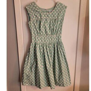 Downeast Mint Green Polka Dot Fit& Flare Dress Sz 4 Milkmaid Coquette Rockabilly